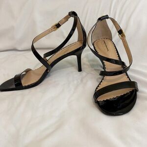 Black Patent Strappy Heels Lauren Ralph Lauren Leaton Style 7 Formal